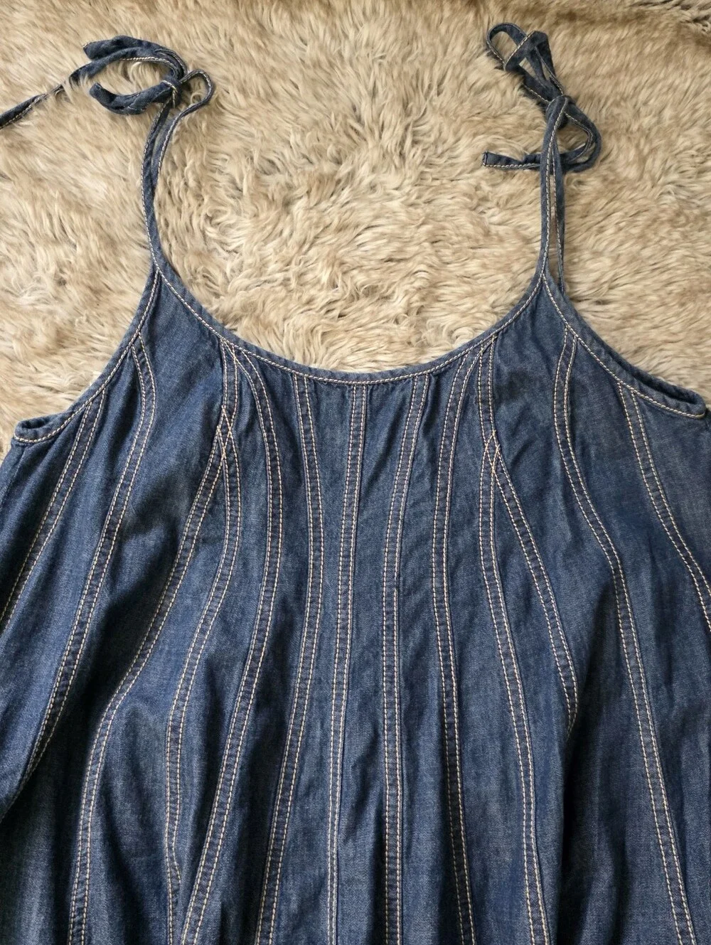 Free People Denim Dreams Midi Dress with Pockets - Blue Women's Size‎ XS